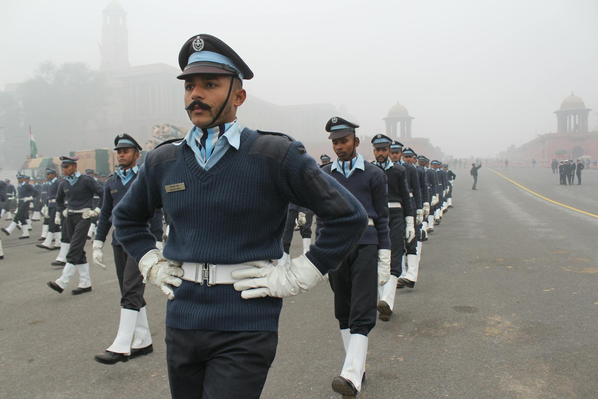Indian Soldiers In Uniform Marching During A